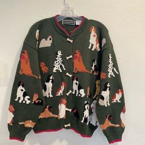 Christine Foley Dog Cardigan Sweater! L XL